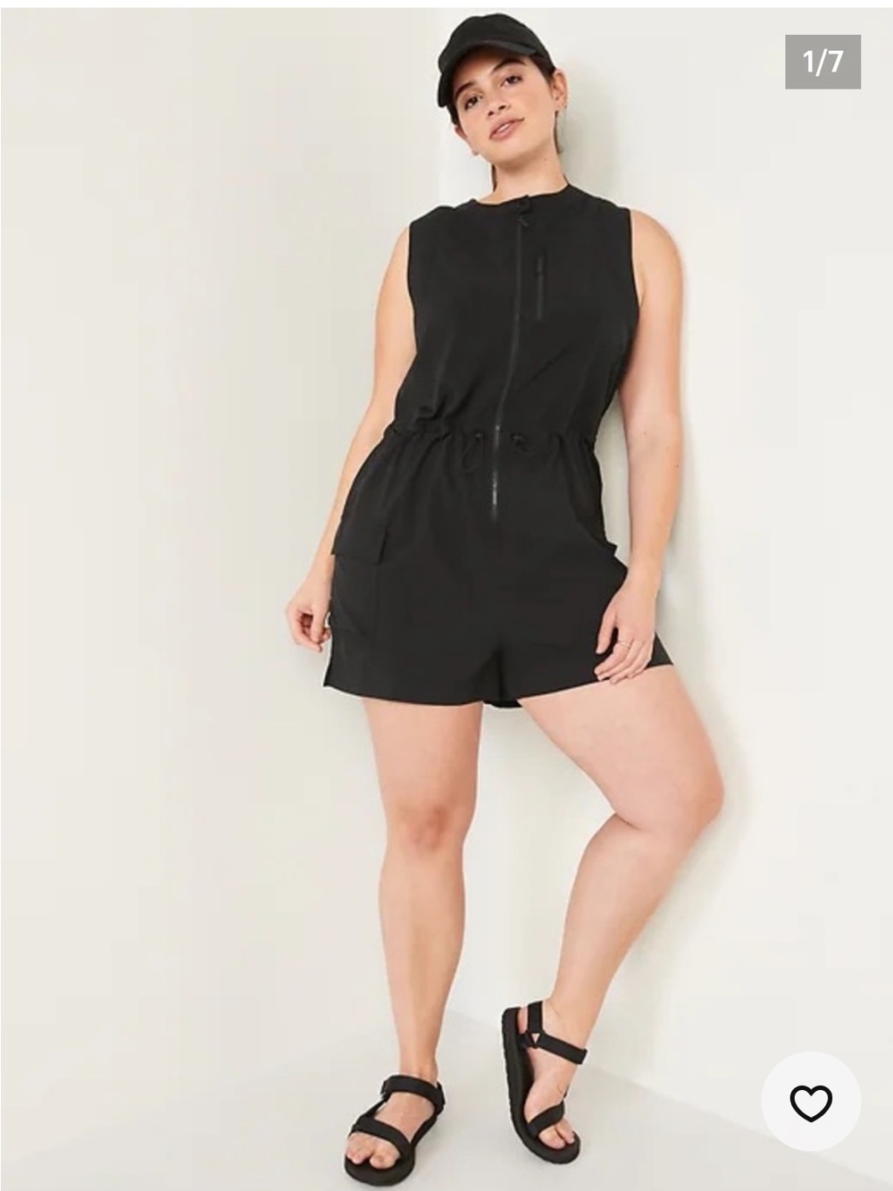 Old Navy Black Utility Cargo Romper StretchTech Sporty Size M